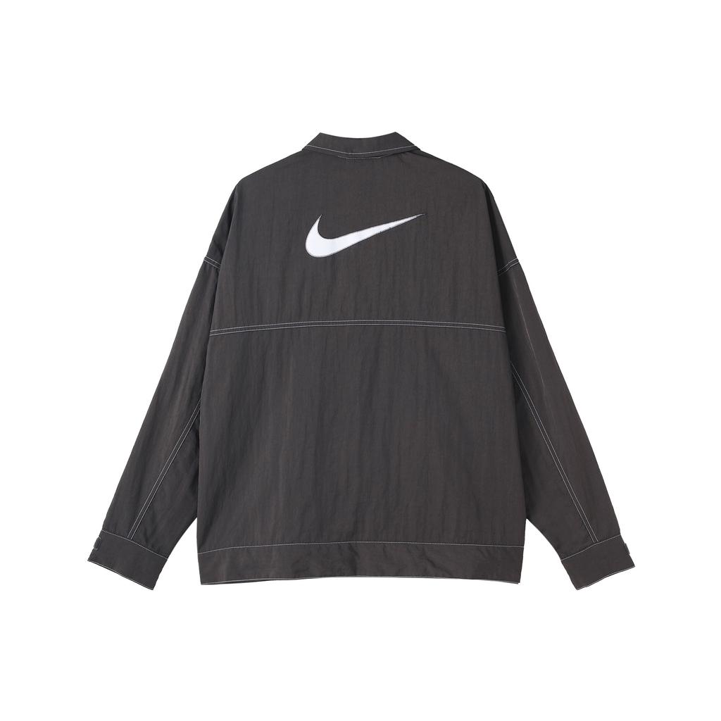 Nike Solid Color Logo Print Zip-Up Woven Jacket Women Jacket Grey FD9929-261