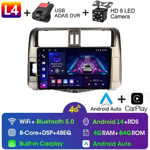 For Toyota Land Cruiser Prado 150 2009 - 2013 Car Radio Android 13 Video Multimedia Player GPS Navigation WIFI 4G LET Head Unit