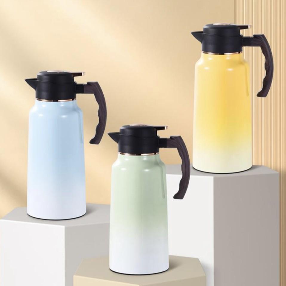 304 Stainless Steel Gradient Insulated Coffee & Tea Thermos - Large Capacity Gradient Light Yellow