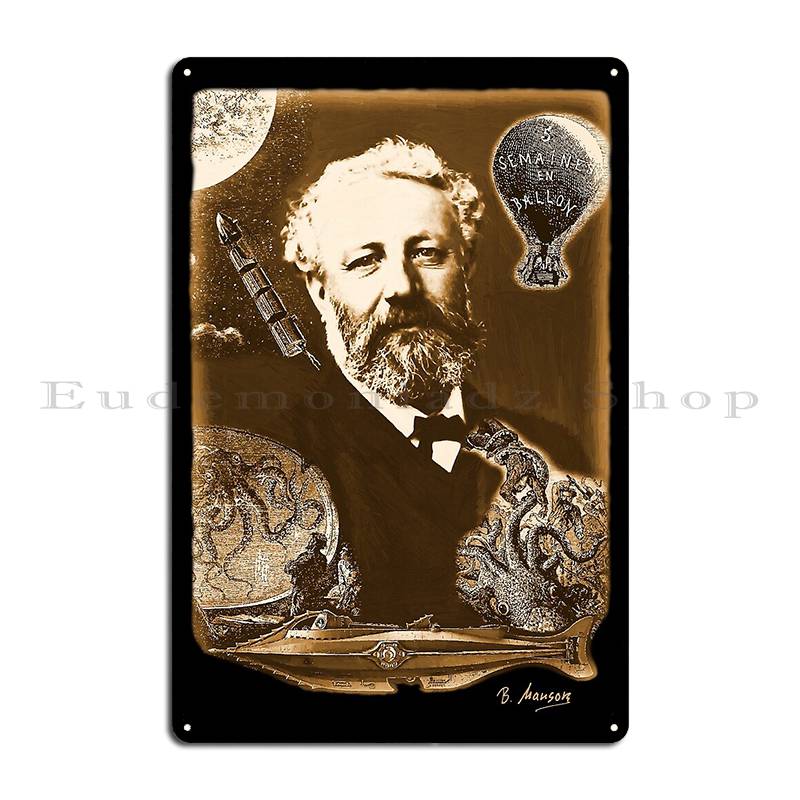 

Jules Verne Tribute Metal Plaque Poster Cinema Customize Pub Living Room Wall Mural Tin Sign Poster 20x30cm