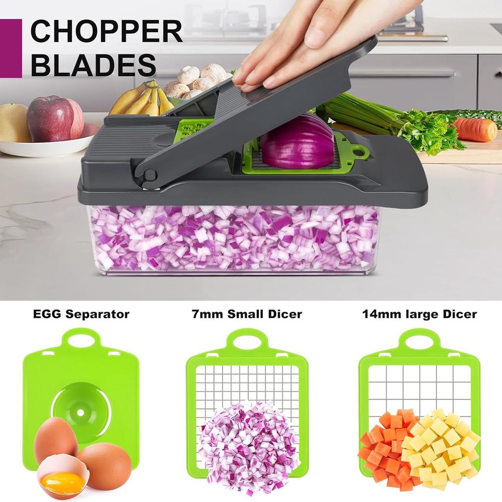 Vegetable Chopper Veggie Chopper,Mandoline Slicer,Multifunctional 12 in 1 Food Choppers, Kitchen Vegetable Slicer Dicer Cutter,Onion Mincer,Cheese