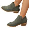 New Large Size Fringed Thick Heel Short Leather Boots Women's Pointed Thick Heel Rear Zipper and Ankle Boots Women's Martin Boots