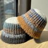 New Dopamine Color Matching Basin Hat for Women in Autumn and Winter Warm Ear Protection Fisherman Hat Plush Hat Wool Bucket Hat Woven Trendy