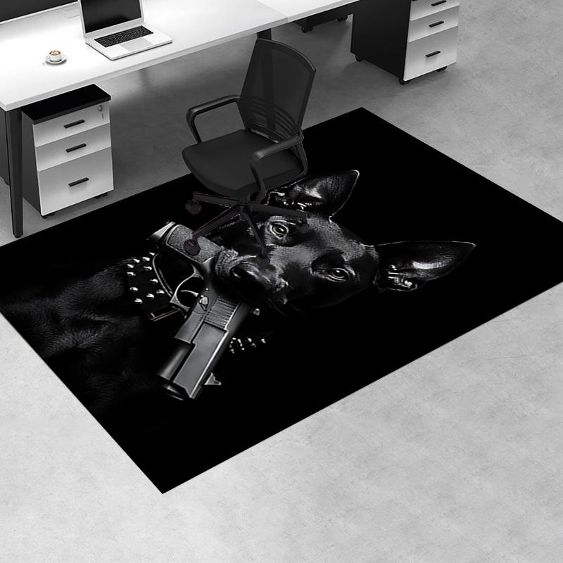 Black Dog Chair Mat: Office Carpet, Oversized Rug for Home Decor, Sofa Mat, Desk Protector, Gift Idea for Any Room