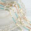 Dopamine Color String Chain Handmade Necklace Freshwater Pearl Glass Stone Personality Versatile Round Bead Clavicle Chain Jewelry Women