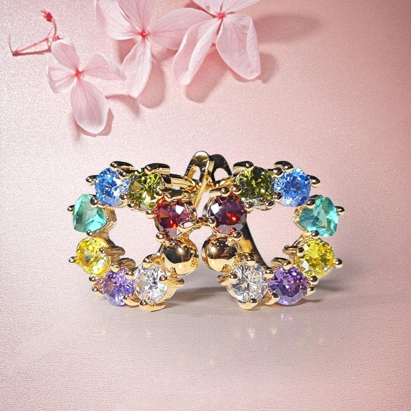 

UMCHO розовое золото цвет искусственный циркон разноцветные капли воды Свадебная вечеринка женские круглые висячие серьги розового золота