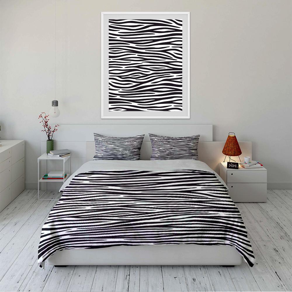 Zebra Stripe Black and White Bedding Set Bedding Set (1 Duvet Cover, 2 Pillowcases, Duvet Not Included)