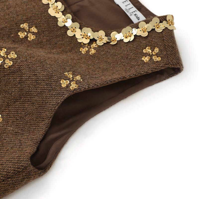 ELLE KIDS Girls' Sequin Beaded Wool Vest Dress