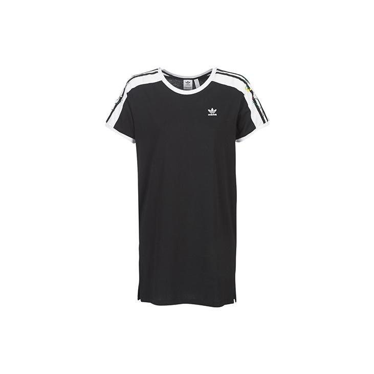 

Adidas Originals Logo Floral Embroidery Sports Comfortable Pullover Round Neck Short Sleeve Dress Women dress Black ED4776 34