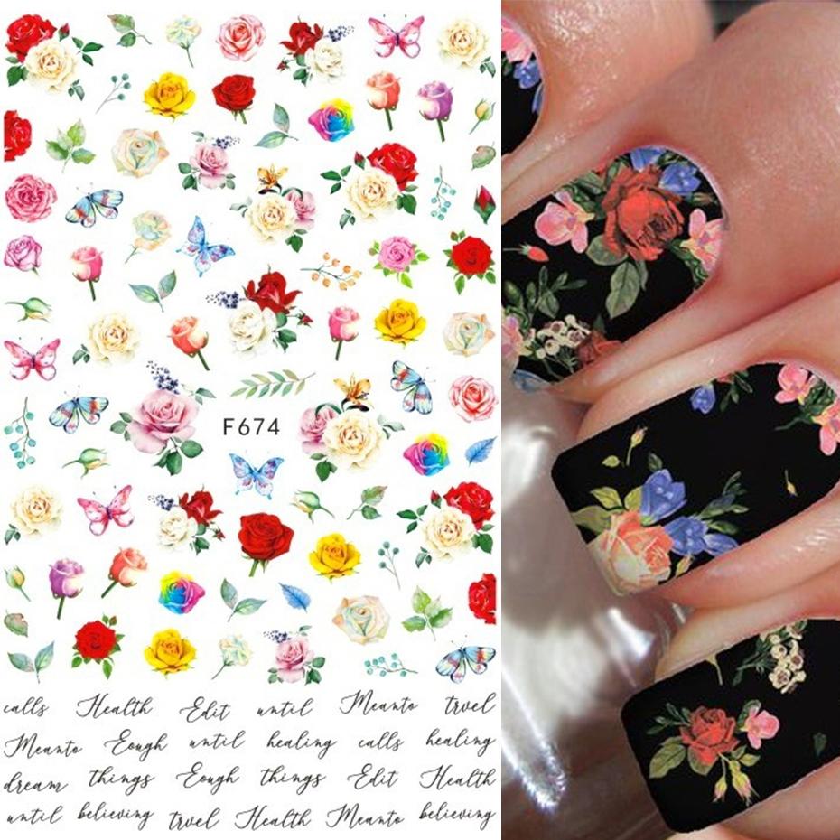 1PCS Sakura Nail Stickers Dandelion Nail Art Decoration Nail Decals Tulip Self-adhesive Flowers Stickers Press On Nails Stickers