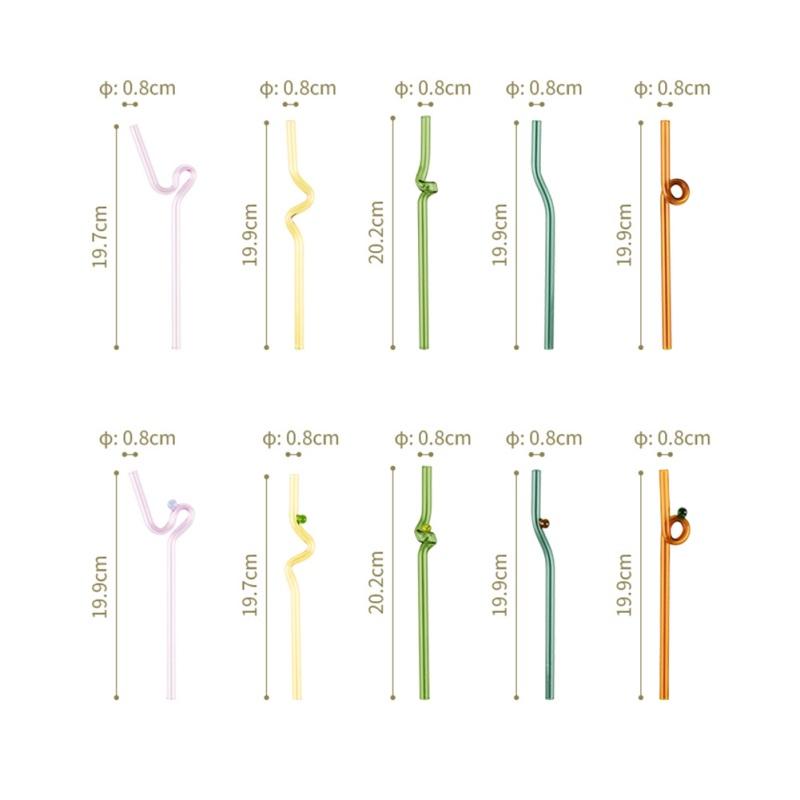 Colorful Glass Straws Reusable Drinking Straw for Smoothies Cocktails Eco Friendly High Borosilicate Glass Drinkware Accessories