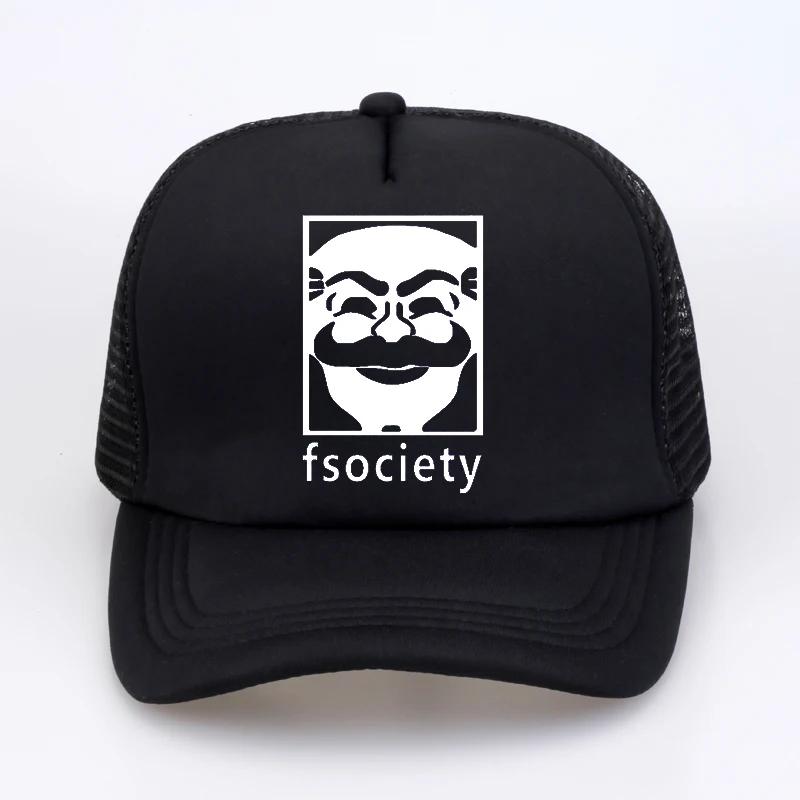 

Mr Robot Fsociety Baseball Cap Unisex Women print visor hats summer Mesh Net Trucker Cap adjustable snapback hats