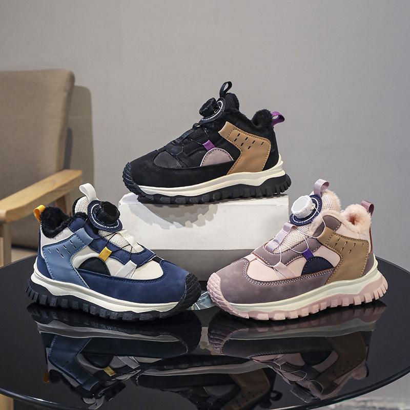 

Спортивная обувь для мальчиков и девочек, флисовая, осенне-зимняя, удобная, теплая, детская обувь, спортивная обувь с застежкой-крутилкой 34 синий