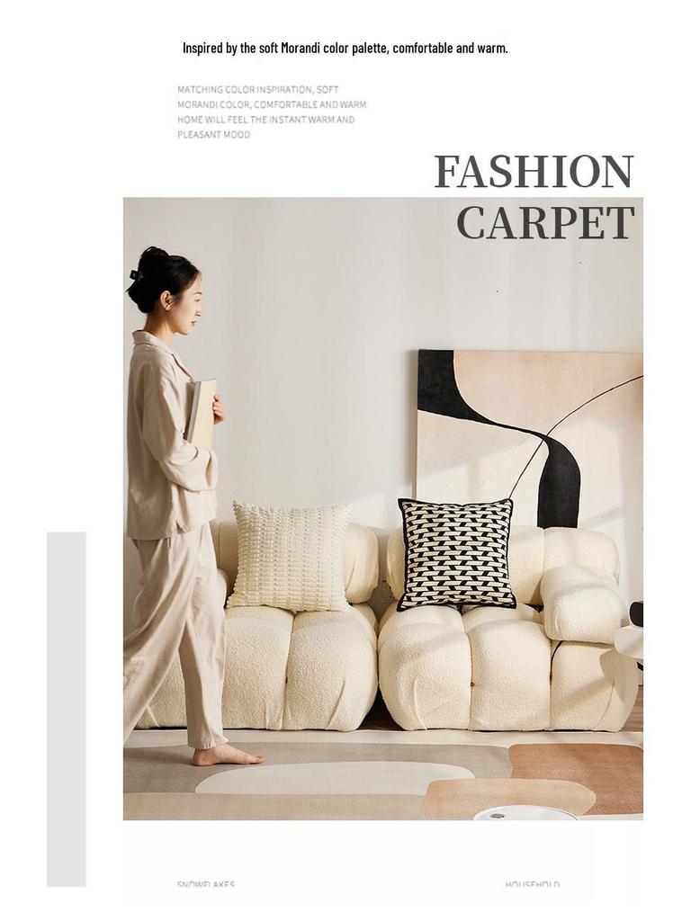 Cream-Style Non-Slip Living Room Rug, Dirt-Resistant Sofa Coffee Table Mat, Easy-Care Bedroom Floor Mat
