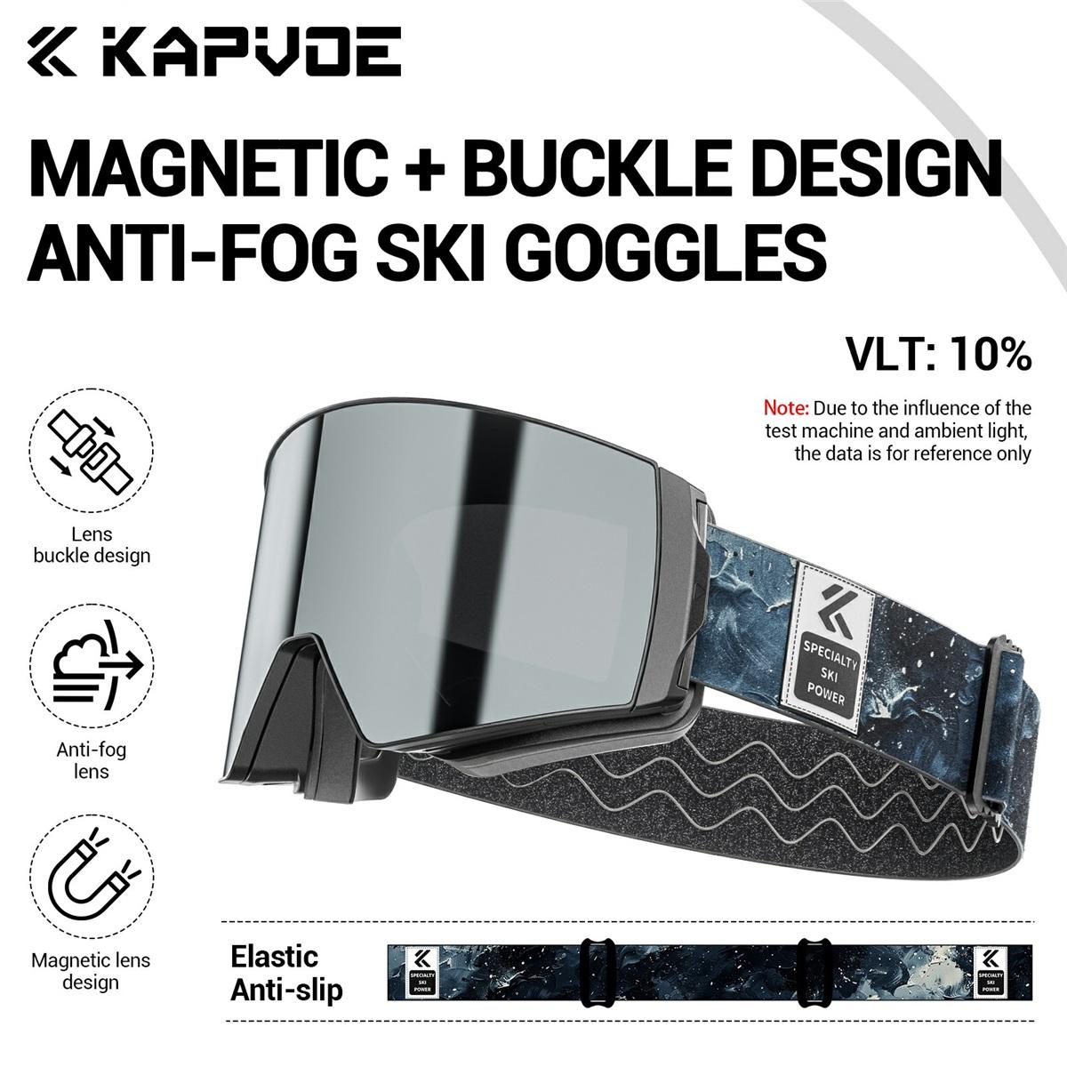 KAPVOE Outdoor Photochromic Ski Goggles Winter Snow Sports for Unisex Snow Glasses UV400 Anti-fog Magnetic Snowboard Glasses