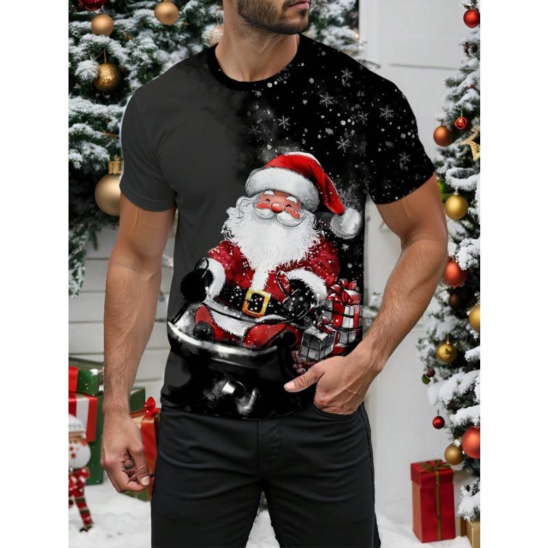 

Мужская футболка с коротким рукавом с цифровой печатью из рождественской серии, персонализированный стиль, свободная и удобная, большого размера L
