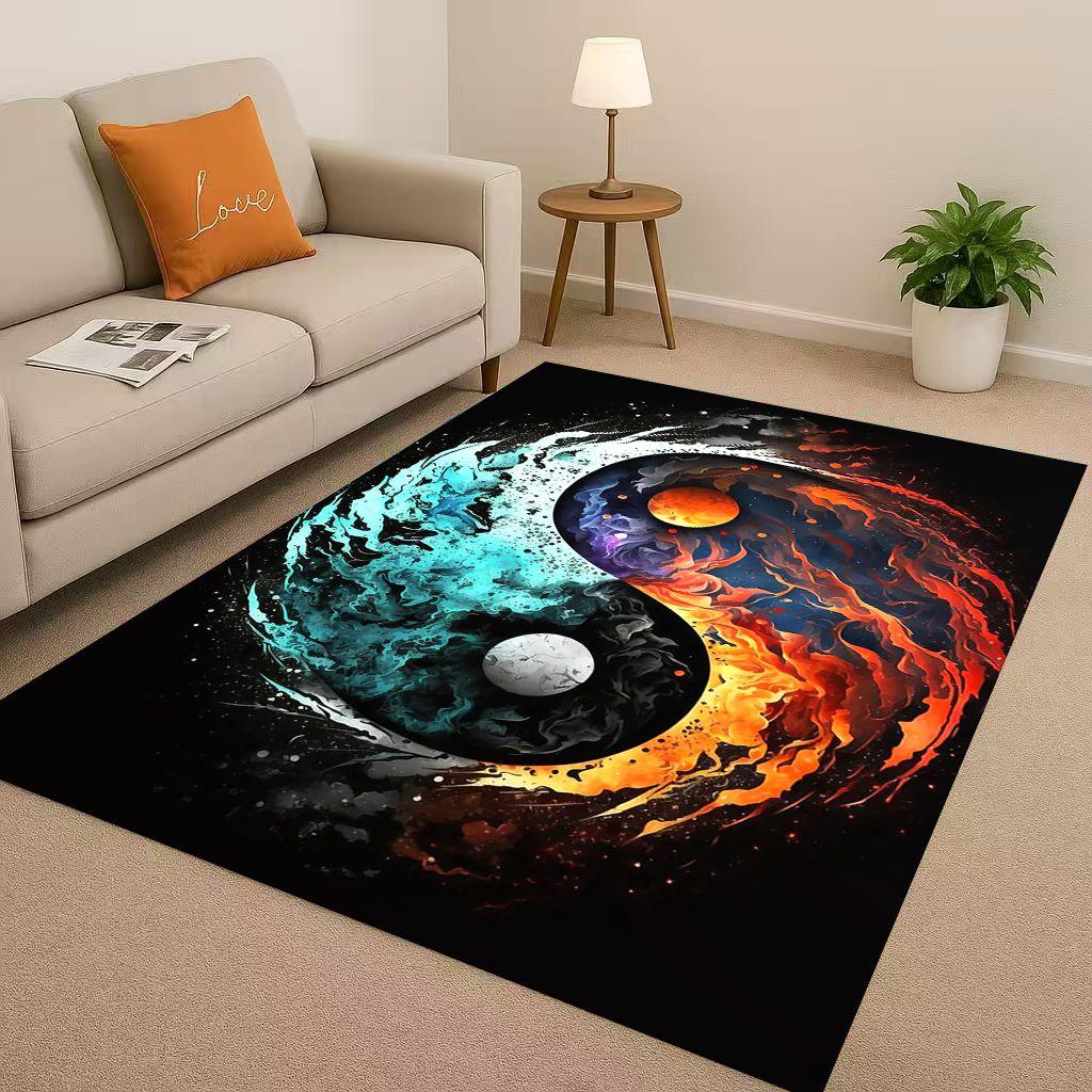New Yin Yang Chinese Tai Chi Natural Balance Art Living Room Non-Slip Area Rug Soft Carpet for Bedroom Sofa,Home Decor Doormat
