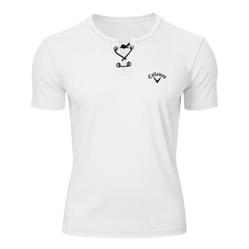 Callaway Embroidered New Summer Men's Loose Waffle Golf Breathable Simple Light Luxury Casual Personalized Short Sleeve