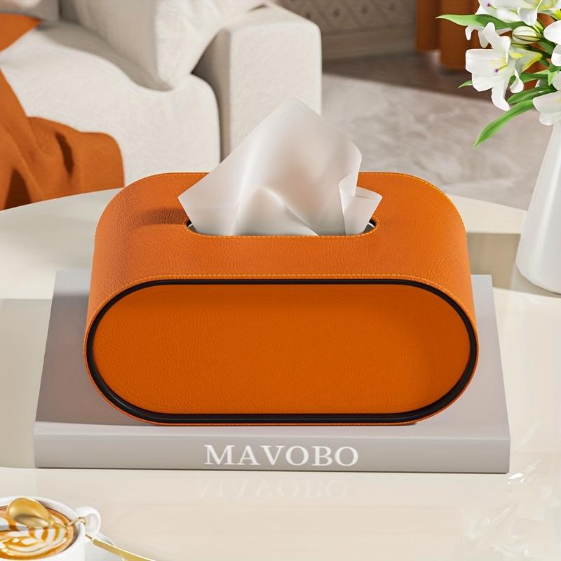 Elegant Oval Tissue Box Cover, Premium Leather Material, Multi Color Options, Simple and High End Design for Living Room, Tabletop