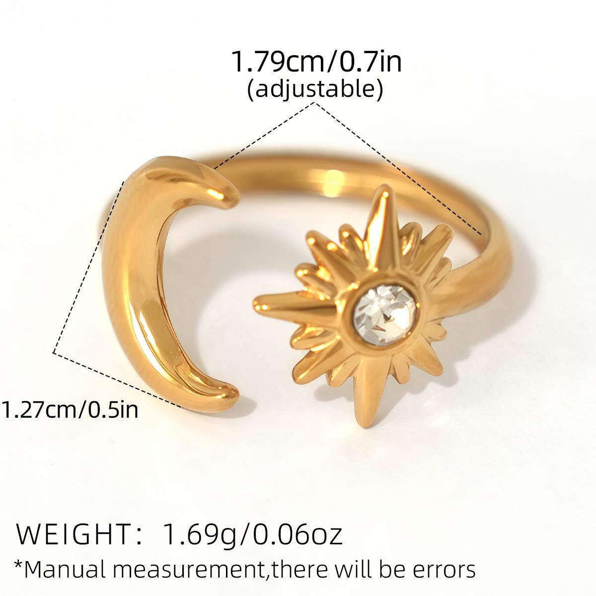 

Hot Style 18K Gold Color PVD Sun Star Zircon Stainless steel Rings Waterproof Stainless Steel Arrivals Popular Zircon Wholesale resizable