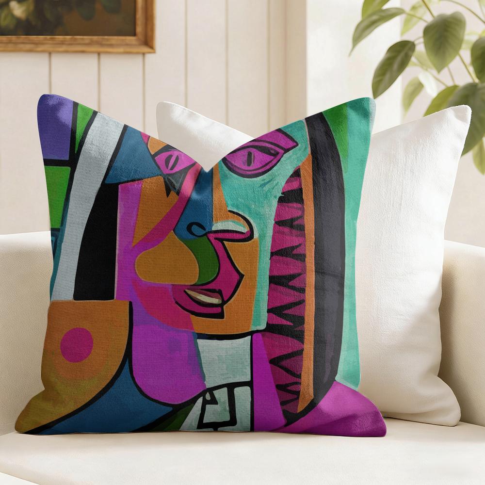 Modern Abstract Painting Cushion Cover Summer Linen Pillow Case Organic Fabric Cushion Cover DoubleSided Print Sofa Home Decor
