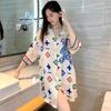 Women's Short Sleeve Ice Silk Sleep Dress Nightgown Plus Size 4XL Pajamas Shirt Sundress Loose Home Clothes