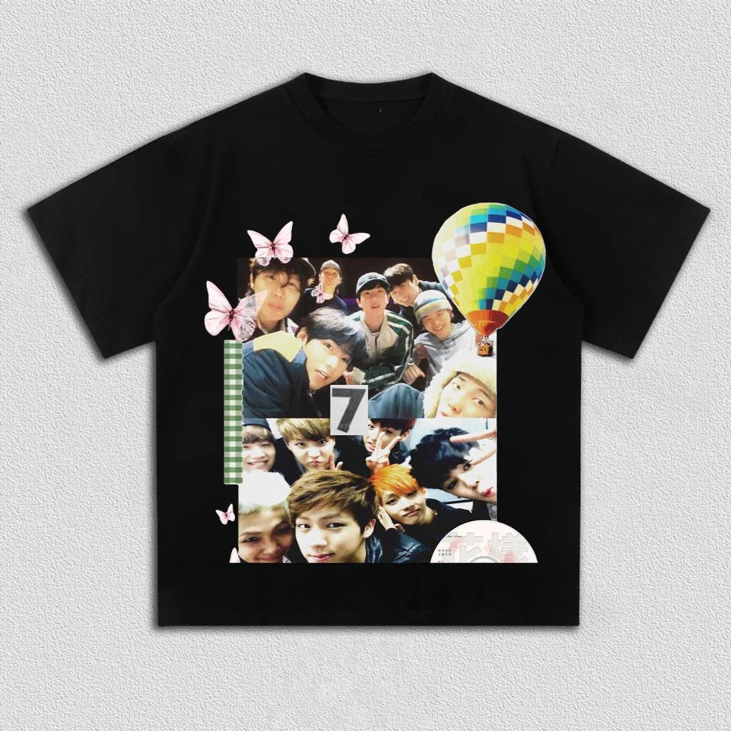Kpop boy band group photo graphic Cotton unisex shirt ARMY fan gift Summer New Unisexs Womens Korean style fashion Tshirt