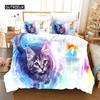 3D Cute Wolves Cat Dog Print Bedding Set Cute Duvet Quilt Cover Wild Animal Tribal Bed Cover With Pillowcases Custom Bed Linen