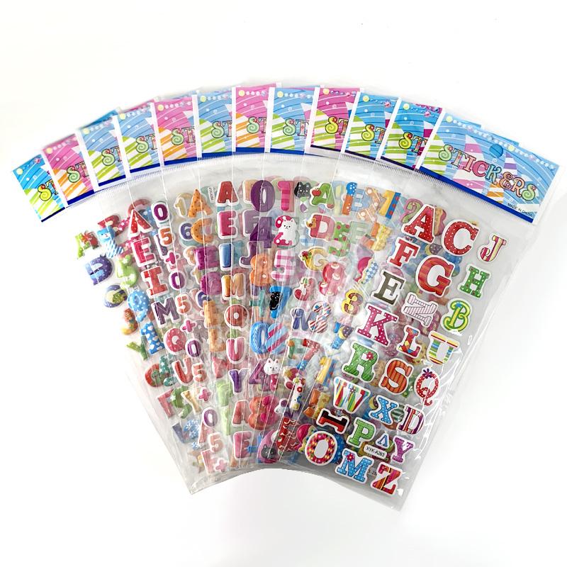12 Sheets/Pack Cute Bulk 3D Puffy Stickers for Kids Scrapbooking Laptop Mobile Phone Decoration Girl Boy Birthday Gift