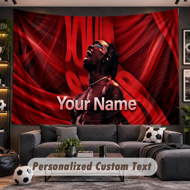 Wall Hanging Tapestry Custom NameTravis Scott Pattern Personalized Printed Fabric Wall Decor
