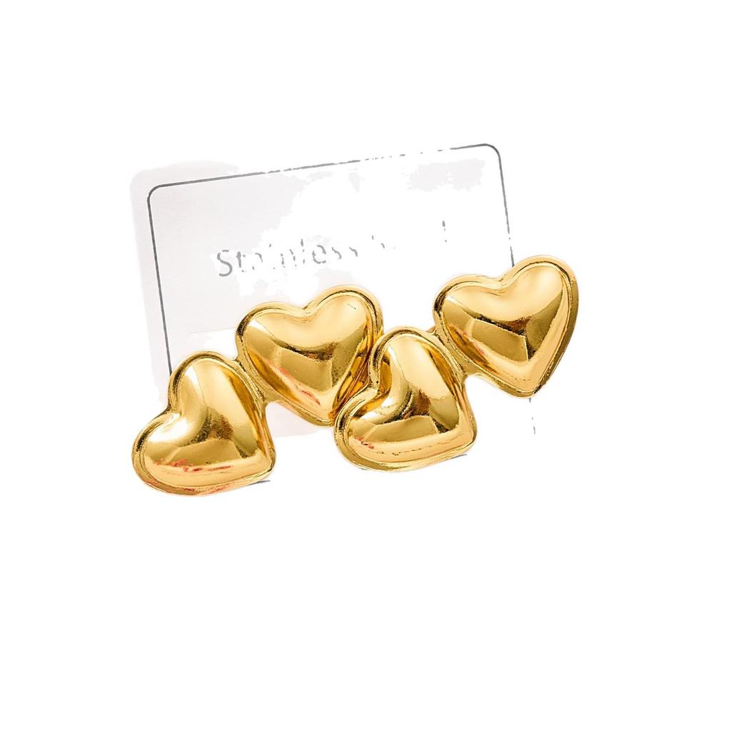 Geometrische Gestreifte Herz Edelstahl Ohrstecker für Damen