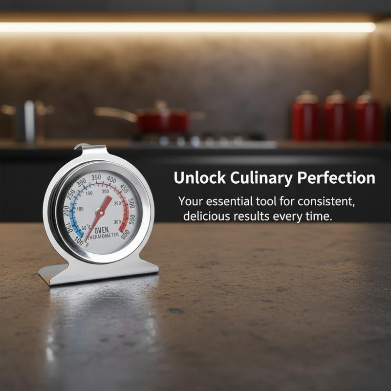 Stainless Steel Oven Thermograph 300°C Stand Up Temperature Meter Mini Dial for Baking Bread Meat Cakes in Home