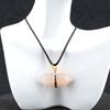 Single Gold Wrapped Double Terminated Crystal Point Pendant 36*13mm Mixed Gemstone Hexagon Wand Necklace 45+5cm Extendable Cord For Spiritual Decor