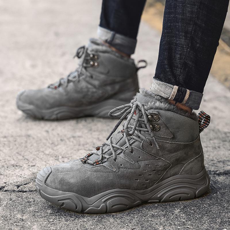 Fashion Men Winter Boots Plus Fur Cold-proof Warm High-top Cotton Shoes Daily Outdoor Warm Men Cotton Shoes Men's Snow Boots