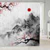 Japanese Wave Shower Curtain Kids Cherry Blossoms Bathroom Shower Curtain Set For Boys Girls Japanese Ukiyoe Theme Home Decor
