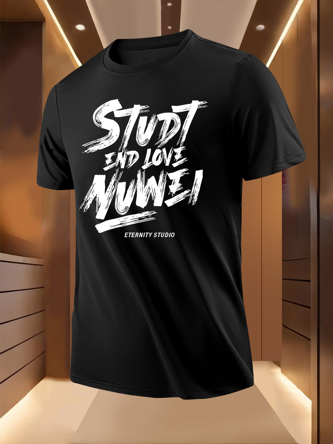 Artistic Letter Print Tshirt - Breathable Lightweight Pol... XXXL