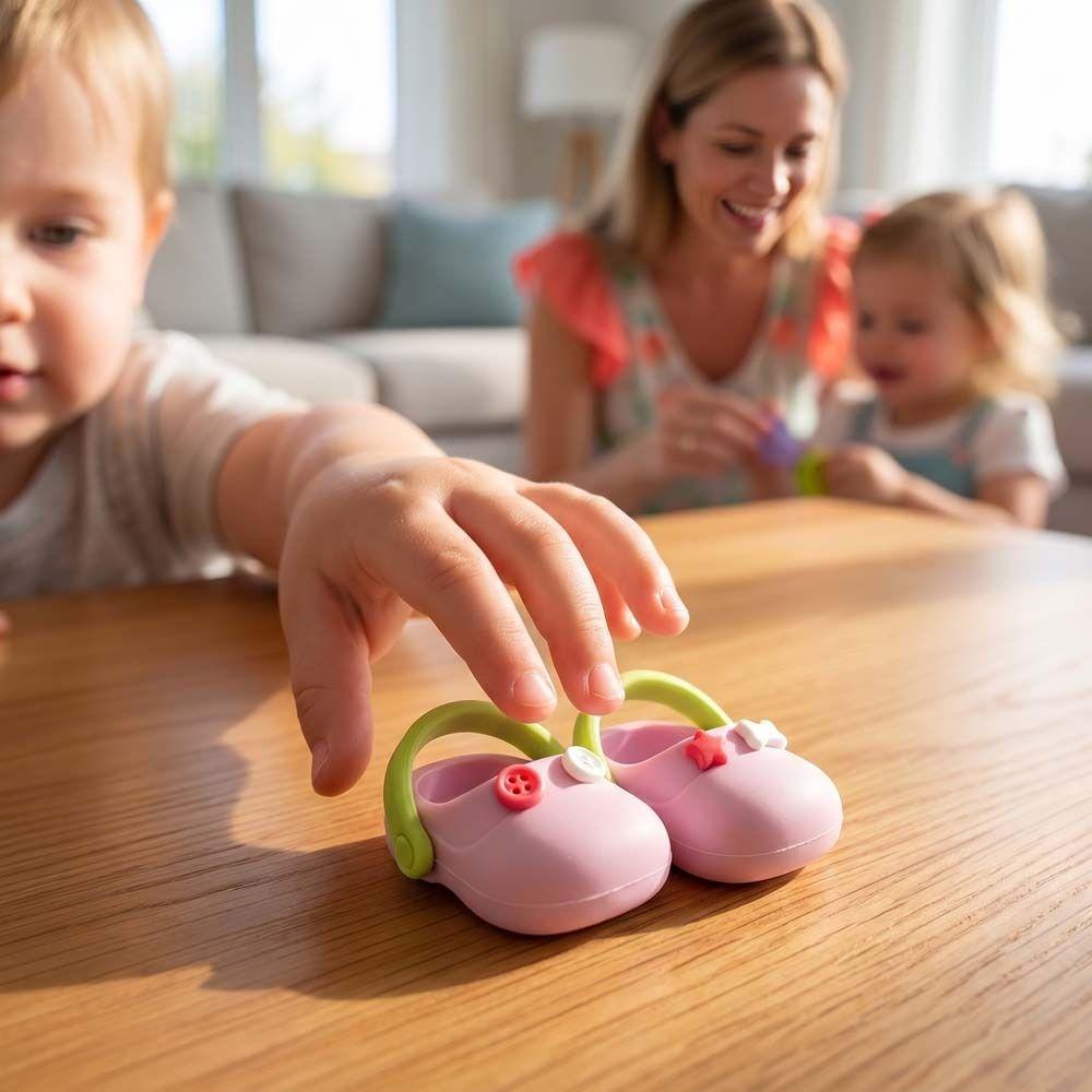 1 Pair Round Toe Silicone Mini Slippers Simulation Cotton Doll Slippers Kids Gift