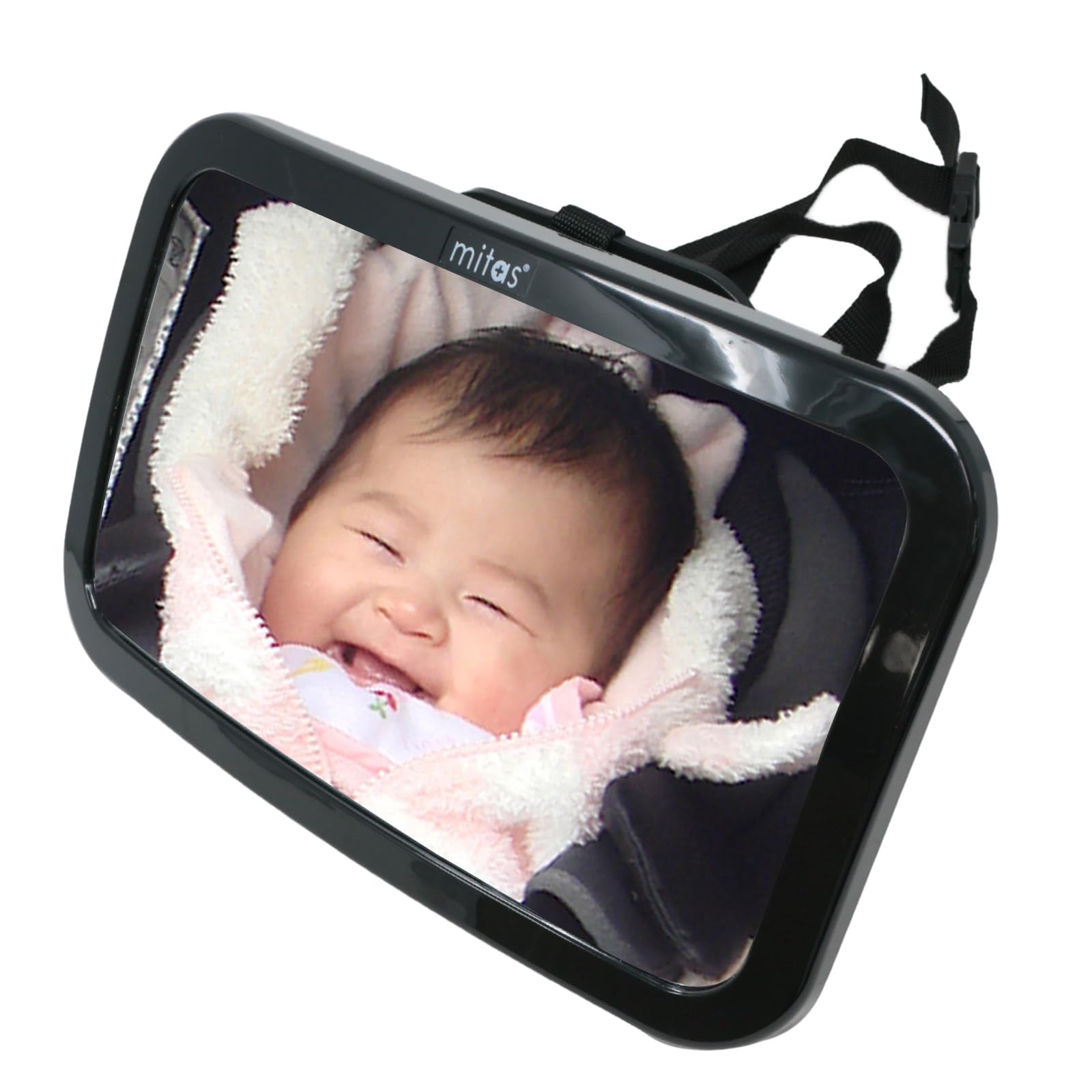 

mitas Baby Mirror for Car in Gauze Handkerchief Set for Back Seats and Child No Tools Easy Headrest Acrylic Baby Baby Monitoring [Made Japan]