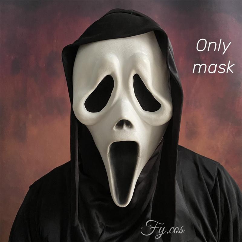 Horror Ghost Mask Realistic Scream Tongue Scary Ghost Face Latex Mask  Cosplay Killer Mask Demon Slayer Halloween Costume