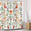 Vintage Garden Art Floral Shower Curtain, Heavy Weight Fabric, Washable Bath Curtains For Bathroom