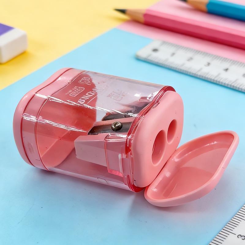 1pc Candy Color Minimalist Double Hole Pencil Cutter, Small and Portable, Easy to Use, Durable, Sharp, Suitable for School and Office