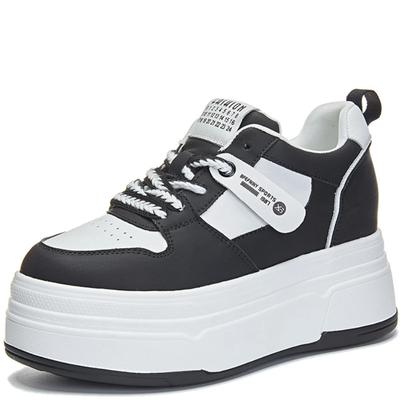 New Thick Soles Match Color Casual Board Shoes Female Students Anti-slip Wear-resistant Increase Breathable Sports Shoe 9CM