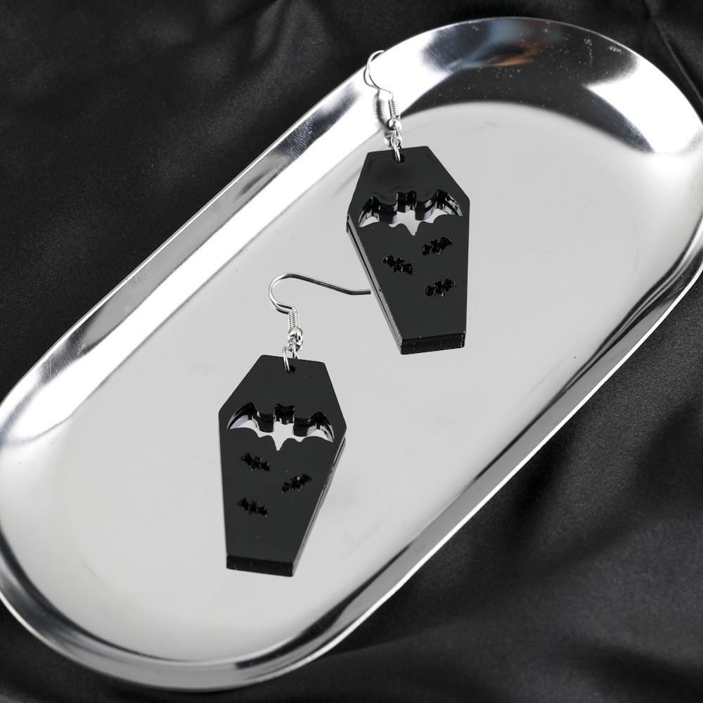 Fledermaus-Anhänger Kreative Ohrringe für Damen in modischem Weiß und Lila