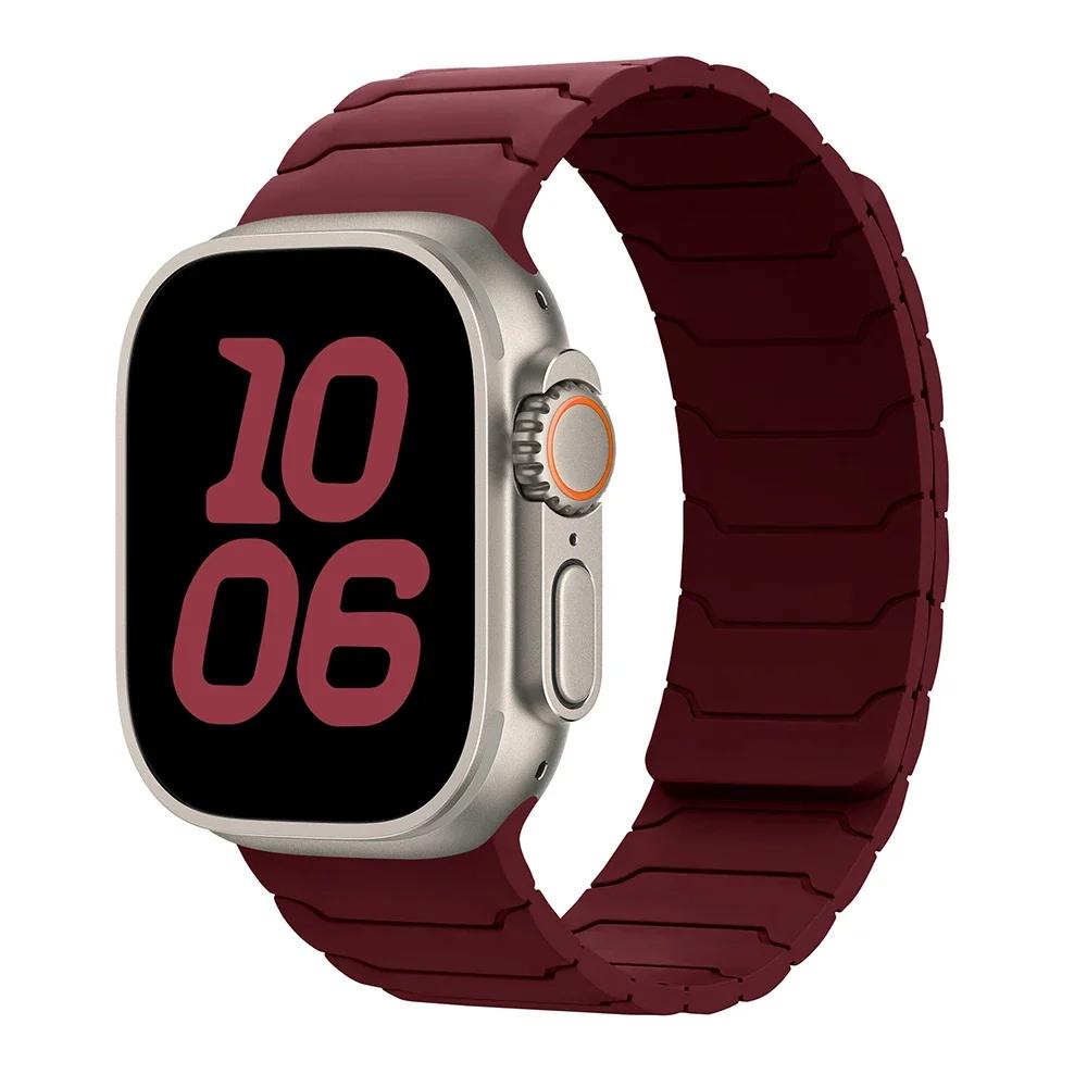 Strap For Apple Watch Ultra 2 Band 49mm 44mm 45mm 40mm 42mm 46mm 41mm 38mm Magnetic Silicone Bracelet IWatch Series 10 SE 9 8 7