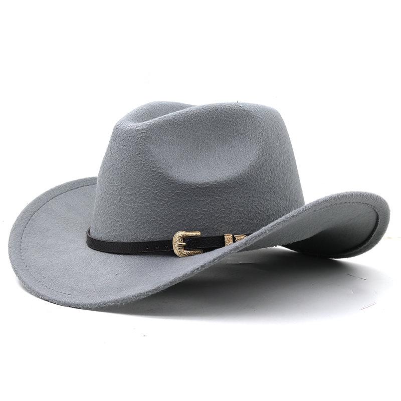 Felt hat western cowboy hat for men and women british style woolen hat cone top large brim black top hat