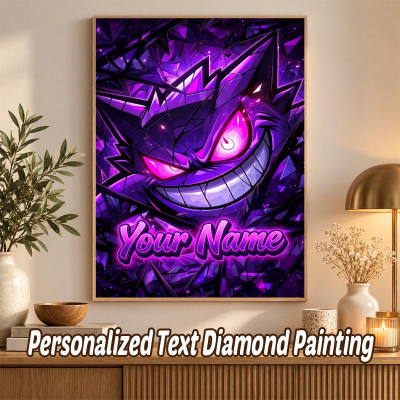 Gengar Custom Name Diamond Painting Personalized 5D Full Drill DIY Diamond Art Home Decor