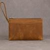 Genuine Leather Long Wallet Men Women Zipper Hand Clutch Wallet Card Cash Coin Purse Real Cowskin Wallet Phone Pouch With Wrist