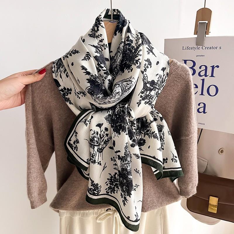 Stylish color-block faux-shearling scarf/snood; lightweight yet warm; versatile long wrap, shawl, or cape for women.