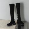 Gürtelschnalle Elastische Skinny Stiefel Overknee Stiefel Ohne Hosen Stiefel Pole Dance Stiefel mit Dickem Absatz 33-43 Große Größen Stiefel