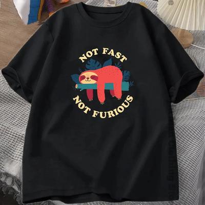 Not Fast Not Furious Sloth Graphic Print Men T-Shirts Breathable Cotton Tops Street Fashion Tshirt Unisex Casual Summer Tees
